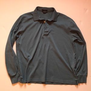 Lands End Blue Long Sleeve Polo. Medium.